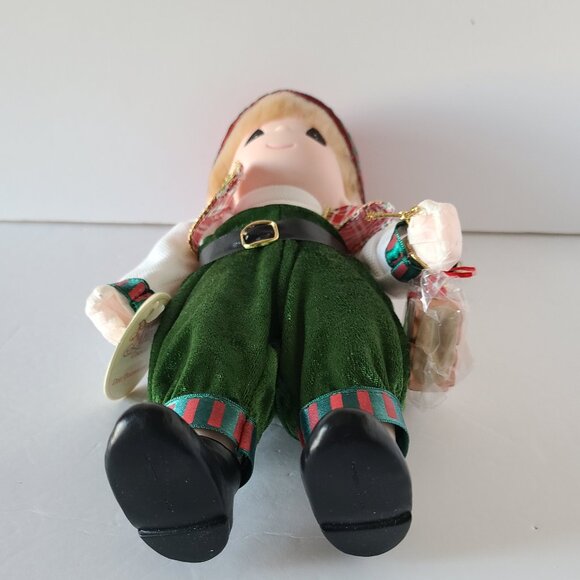 1999 PRECIOUS MOMENTS SANTA'S HELPER BOY DOLL-VINTAGE -CHRISTMAS ELF - Picture 9 of 12